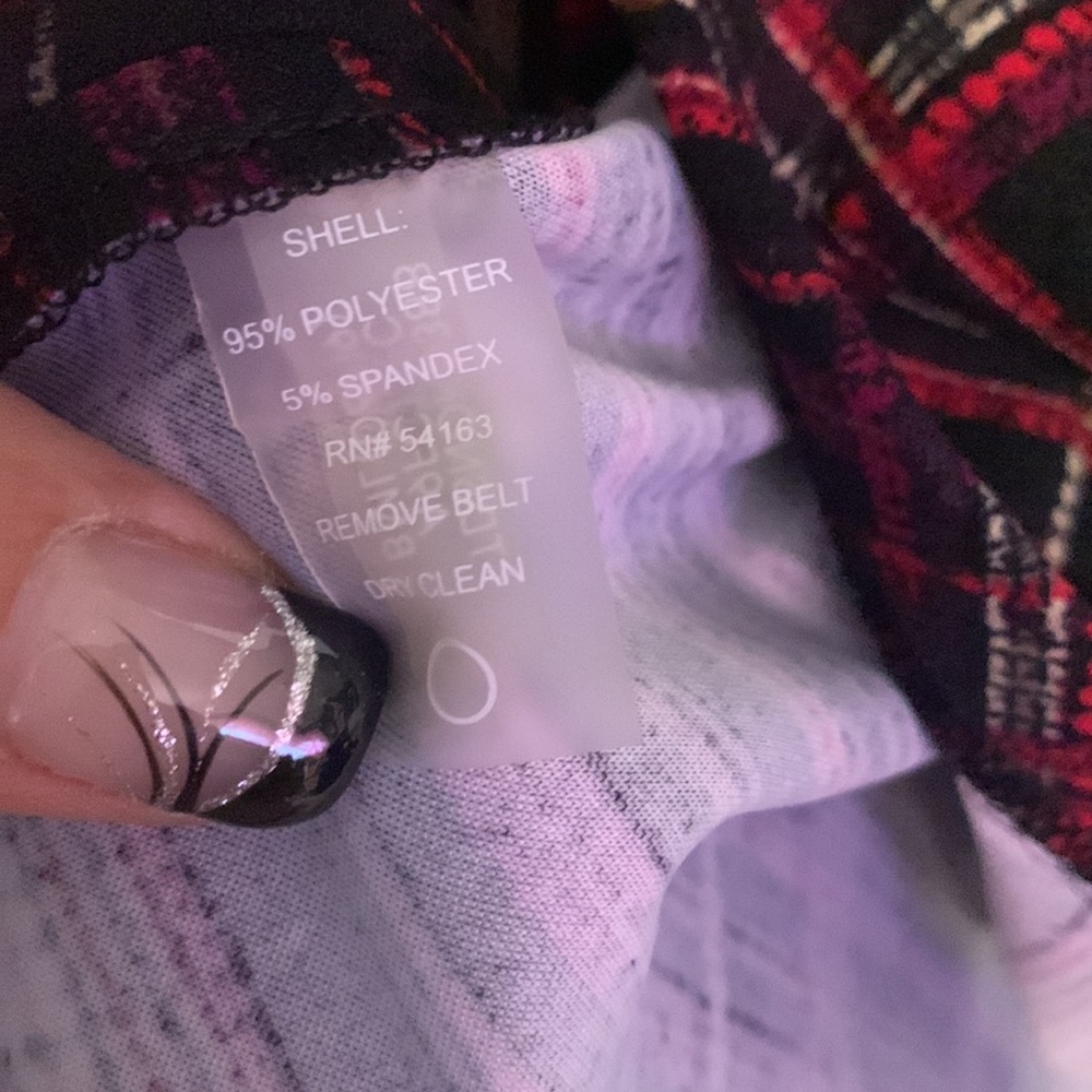 Tommy Hilfiger Burgundy Black Plaid Fit & Flare Belted Midi Dress NWT - Picture 11 of 11